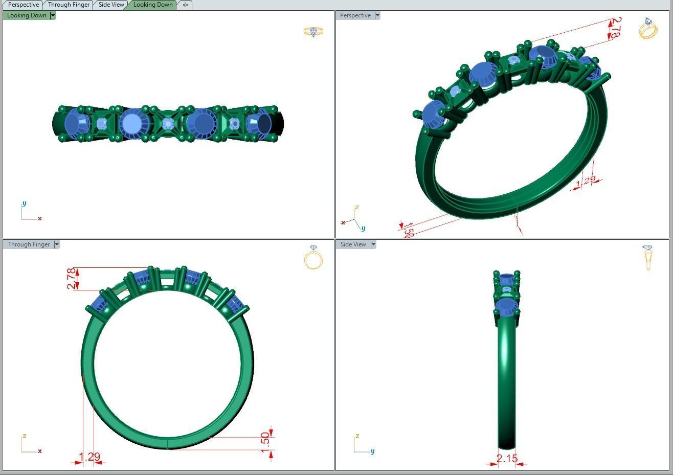 Ring489 gold ring with diamonds 3D print model_5