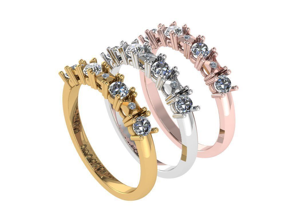 Ring489 gold ring with diamonds 3D print model_4