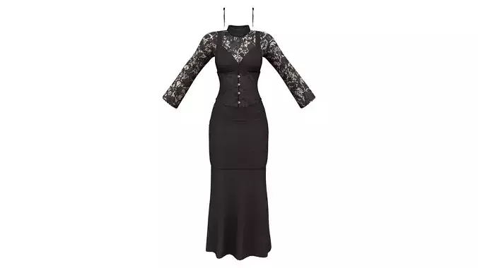 Black Victorian Outfit Earrings Top Skirt