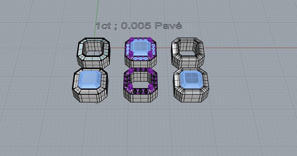 Collection Emerald Square Stone Settings Semi-finished 3D print model_2