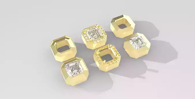 Collection Emerald Square Stone Settings  Semi-finished