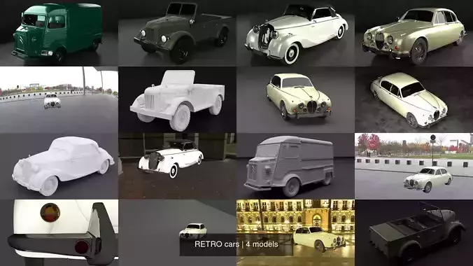 RETRO cars 3D Model Collection
