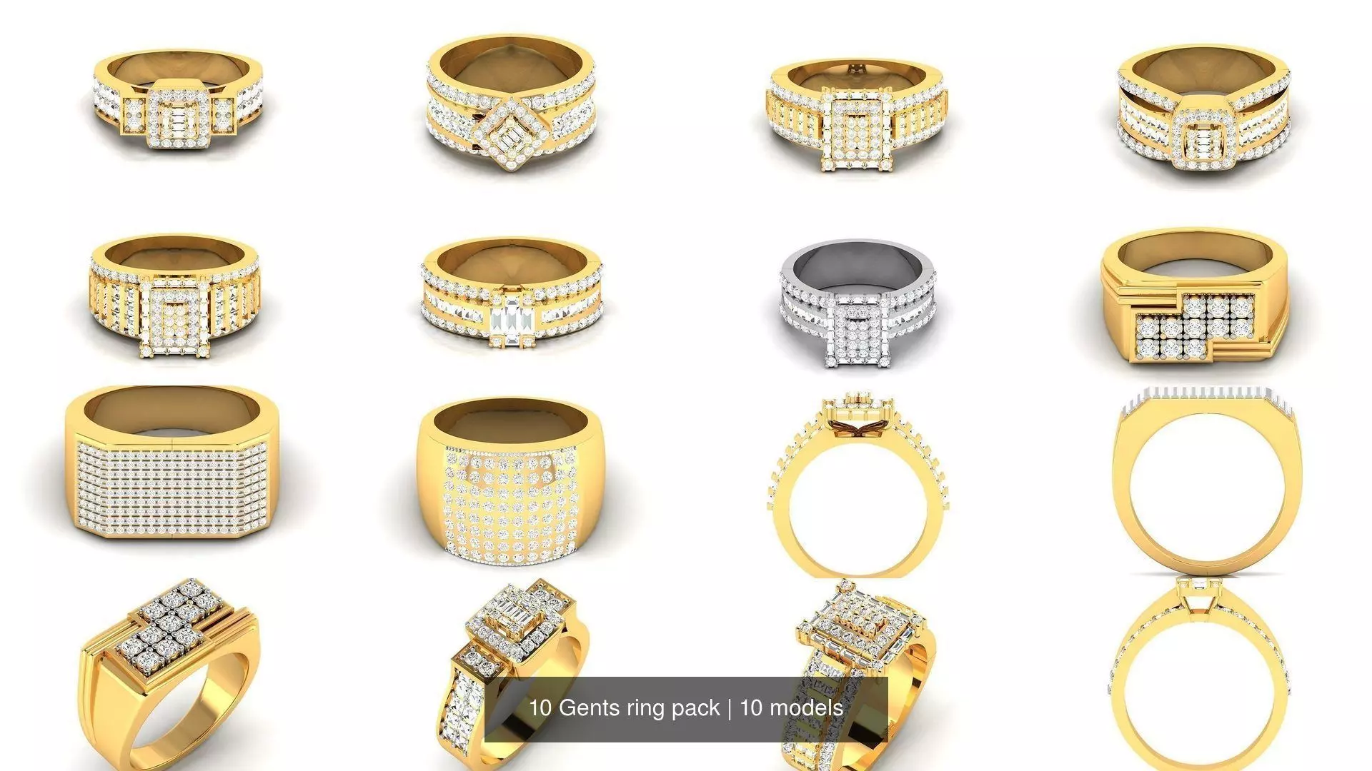 10 Gents ring pack 3D Model Collection_0