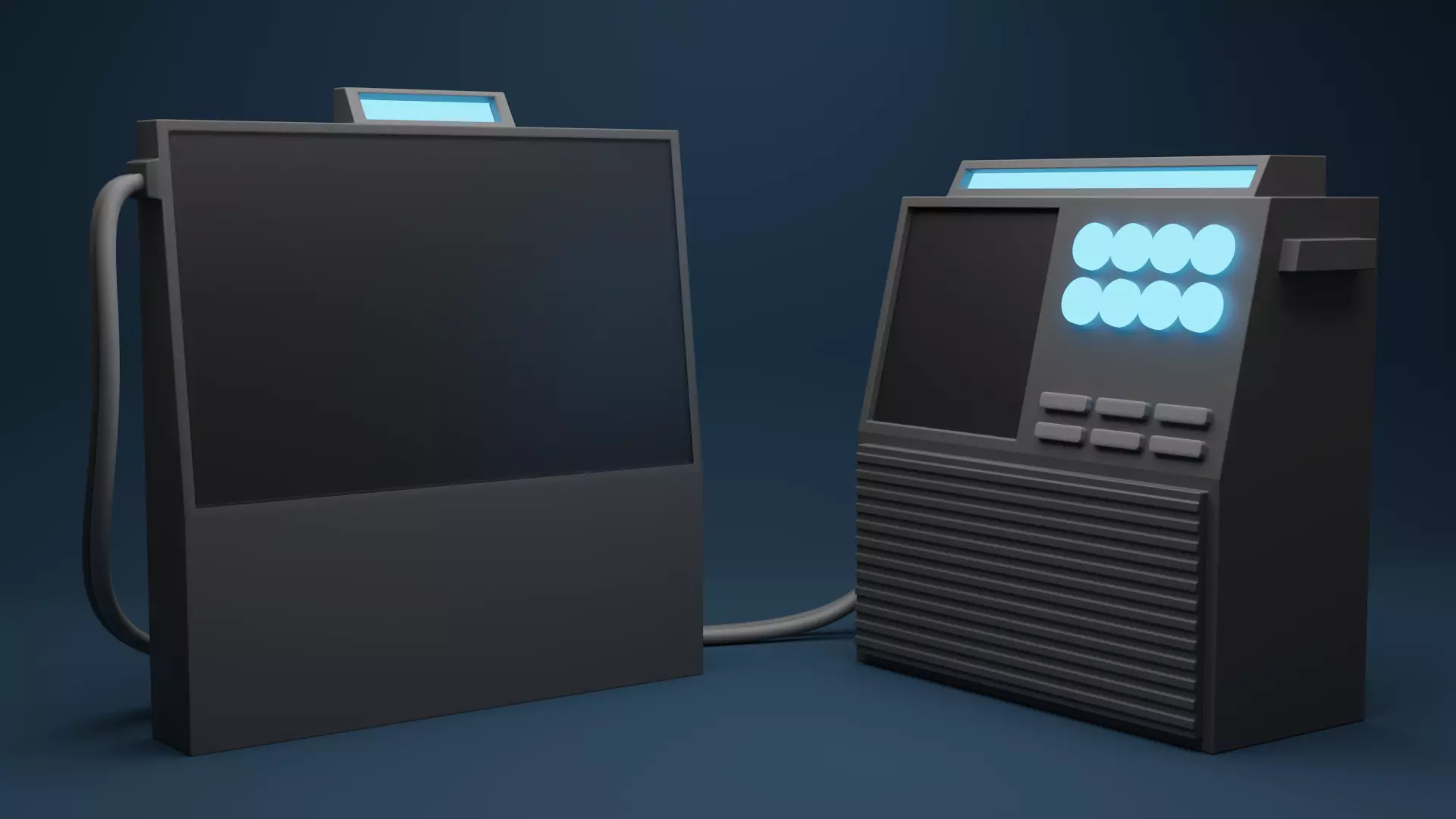 Industrial machine low poly 3D model_0