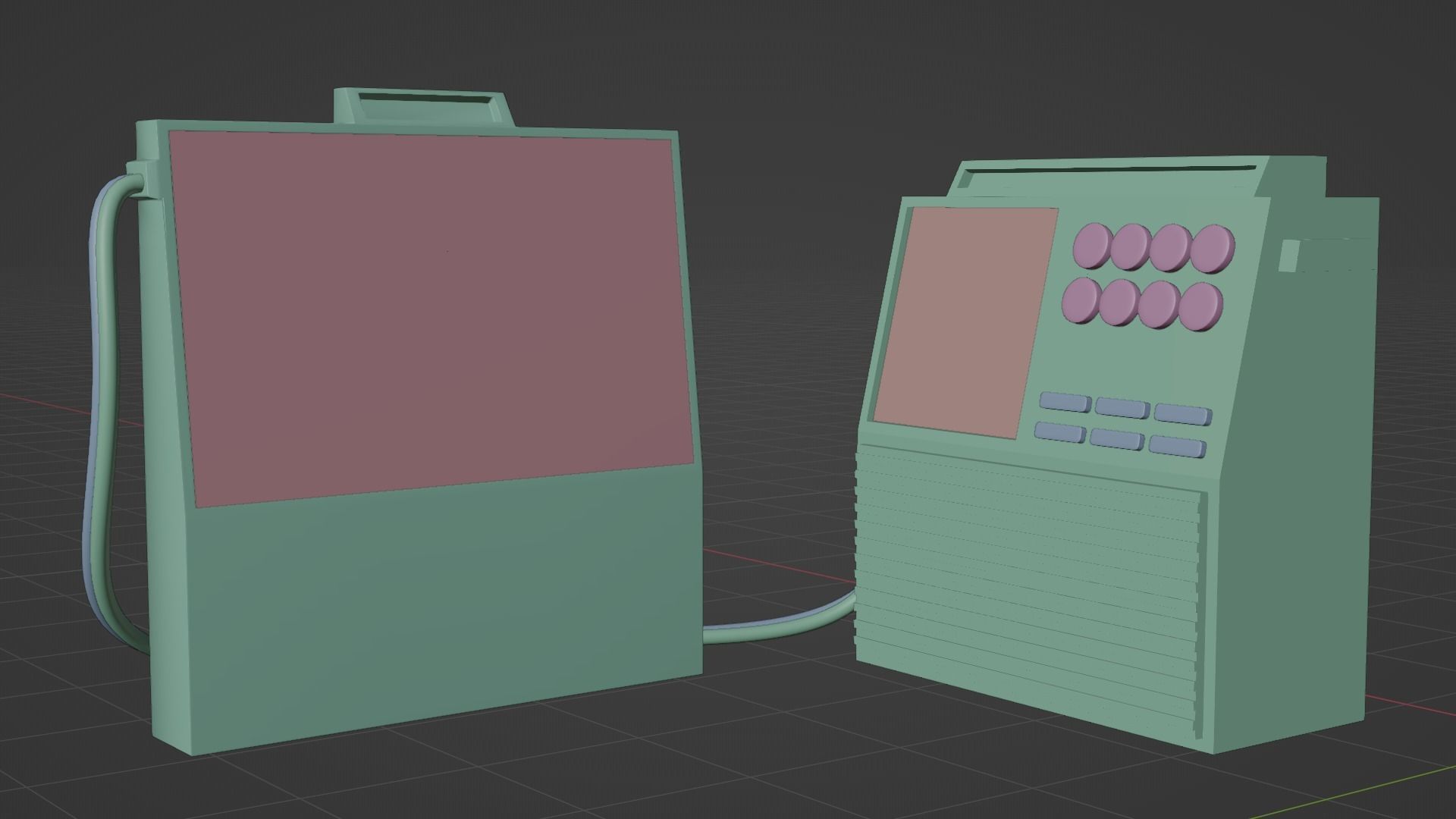 Industrial machine low poly 3D model_1