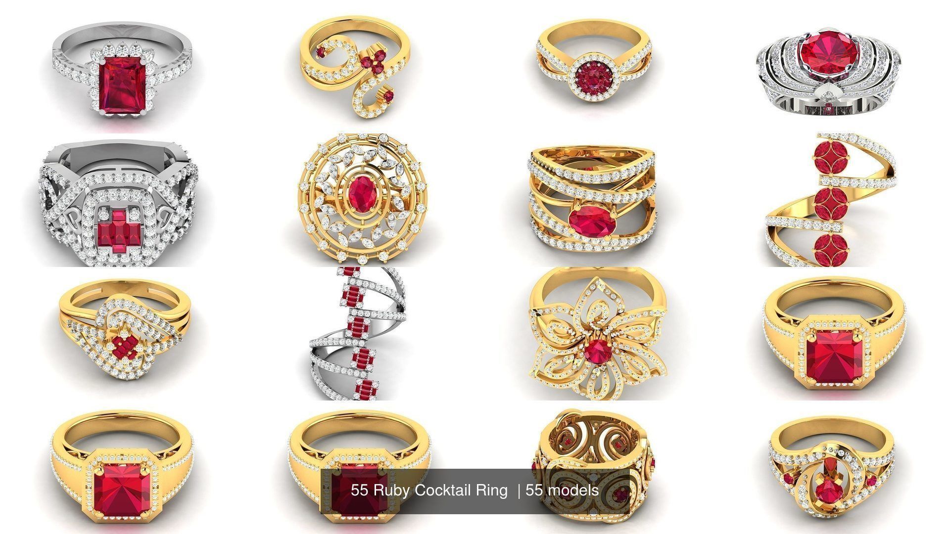 55 Ruby Cocktail Ring  3D Model Collection_4