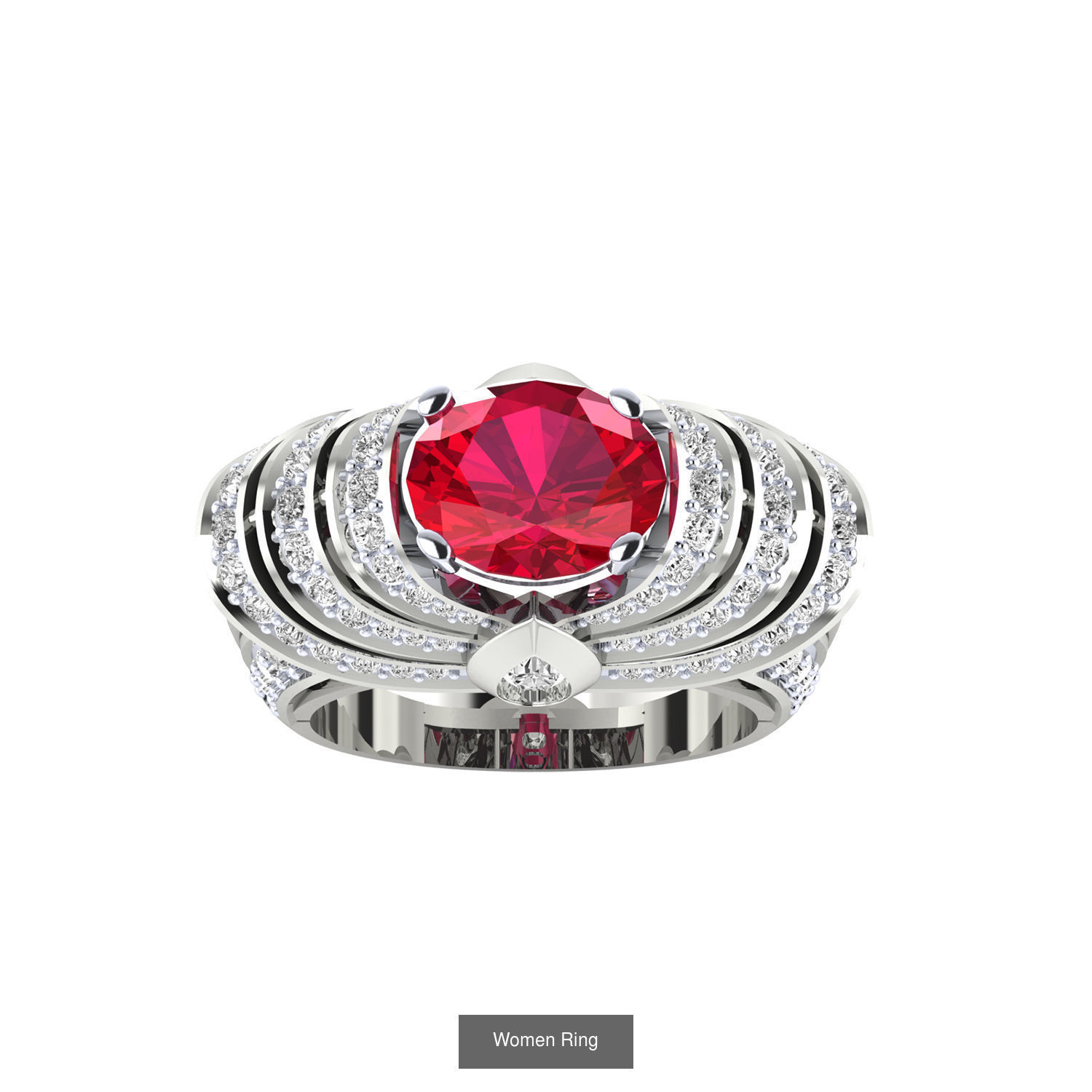 55 Ruby Cocktail Ring  3D Model Collection_41
