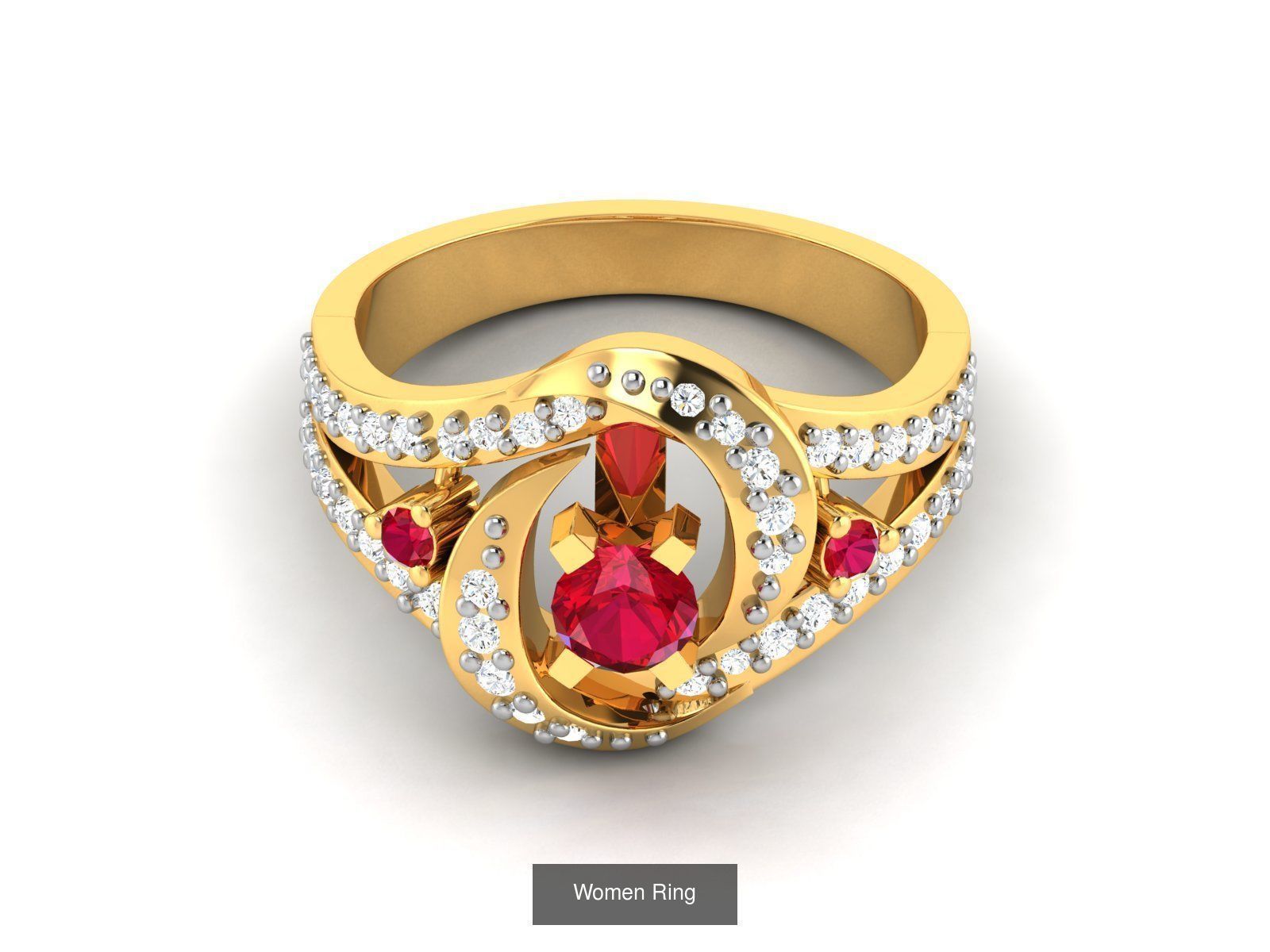 55 Ruby Cocktail Ring  3D Model Collection_53