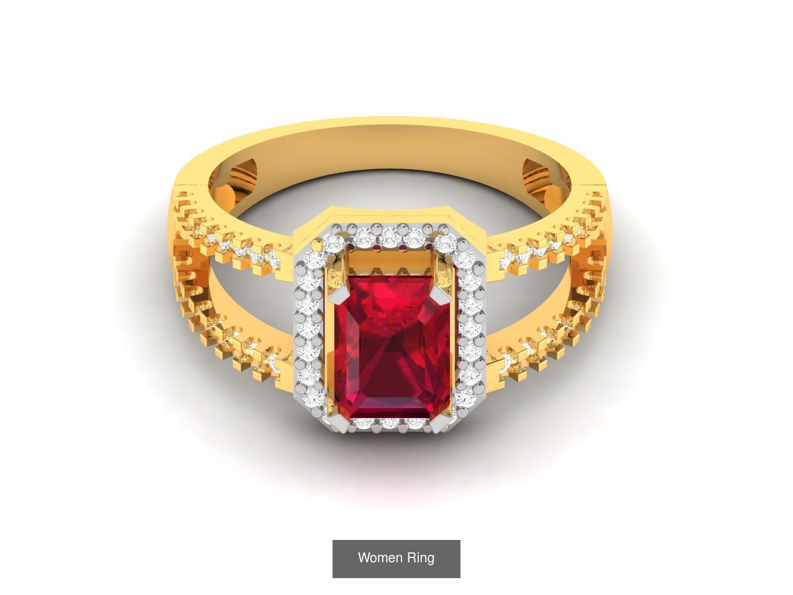 55 Ruby Cocktail Ring  3D Model Collection_17