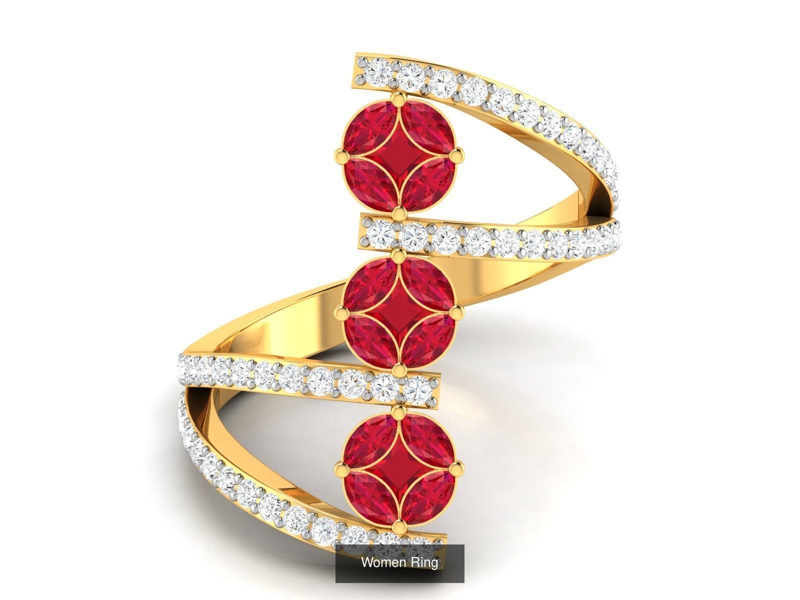55 Ruby Cocktail Ring  3D Model Collection_45