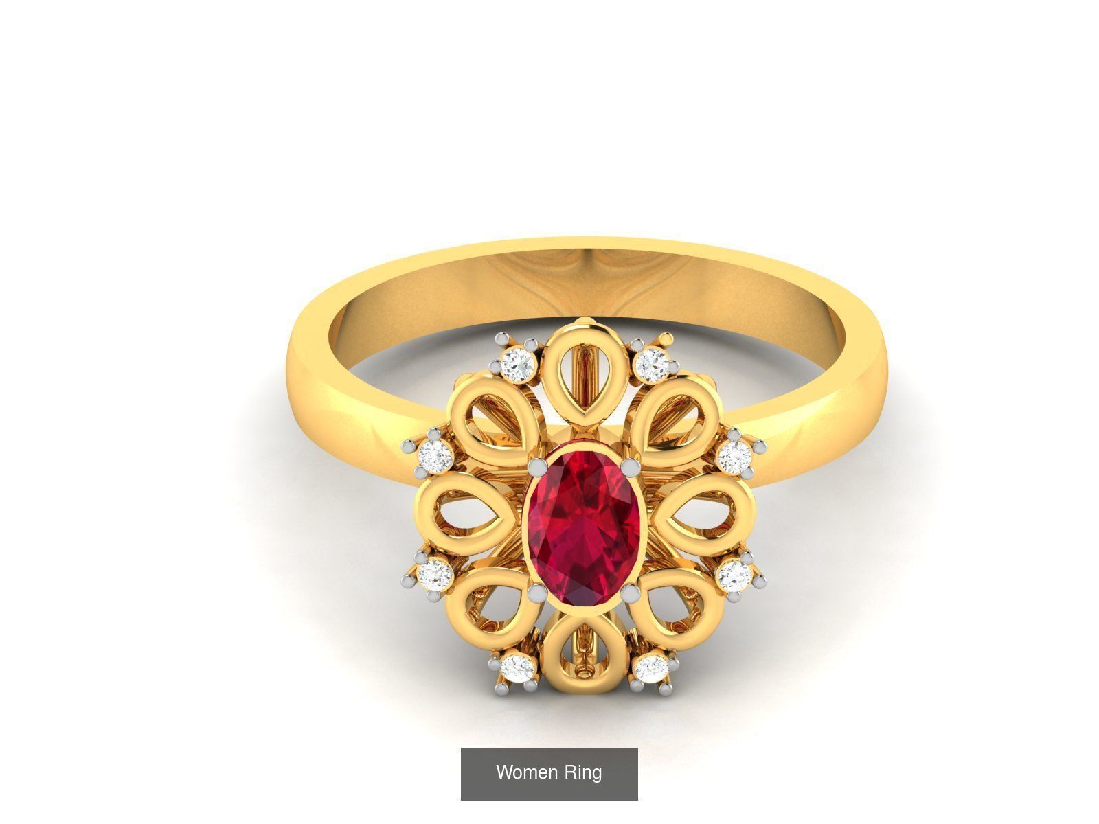55 Ruby Cocktail Ring  3D Model Collection_35