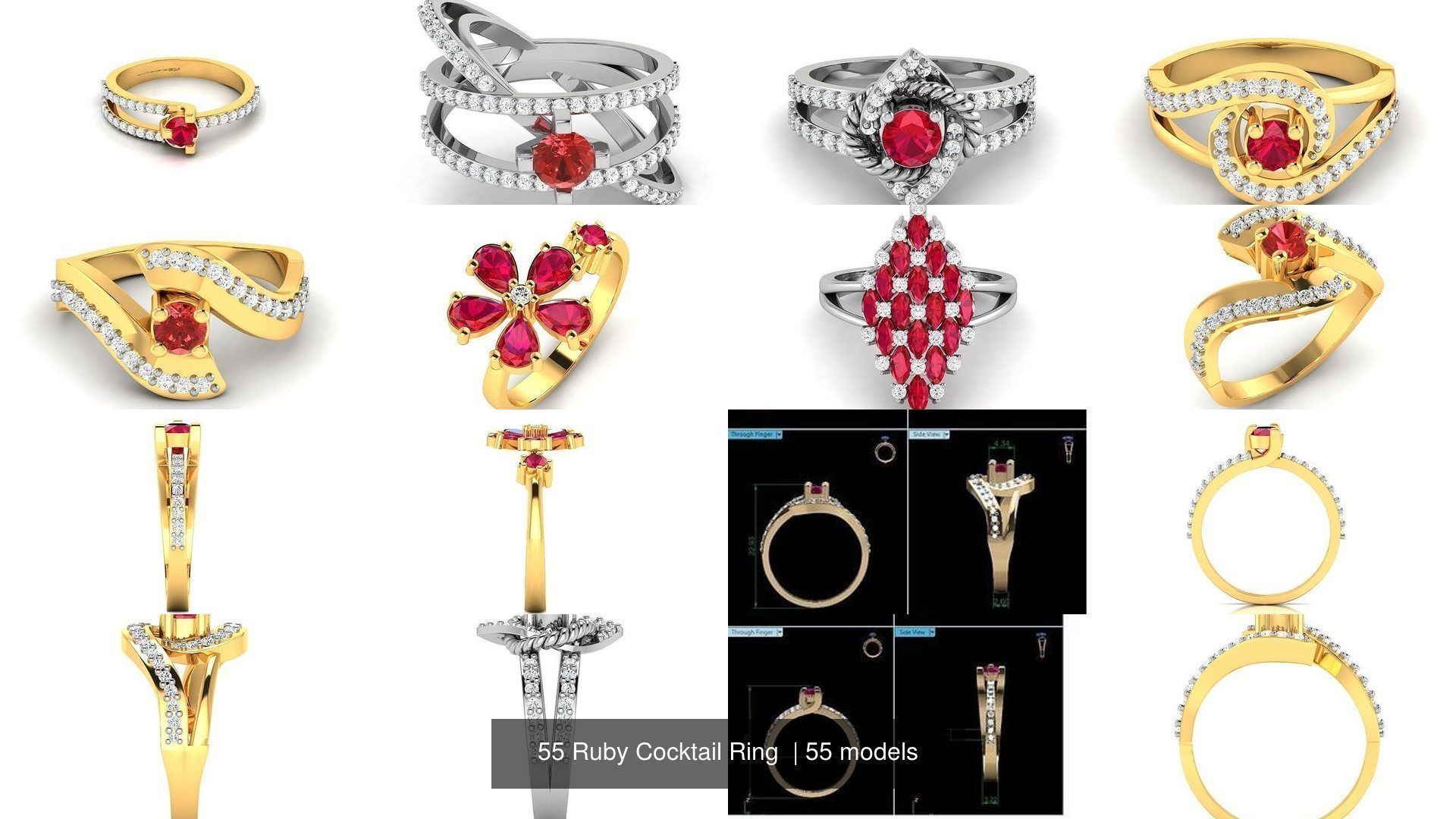 55 Ruby Cocktail Ring  3D Model Collection_5
