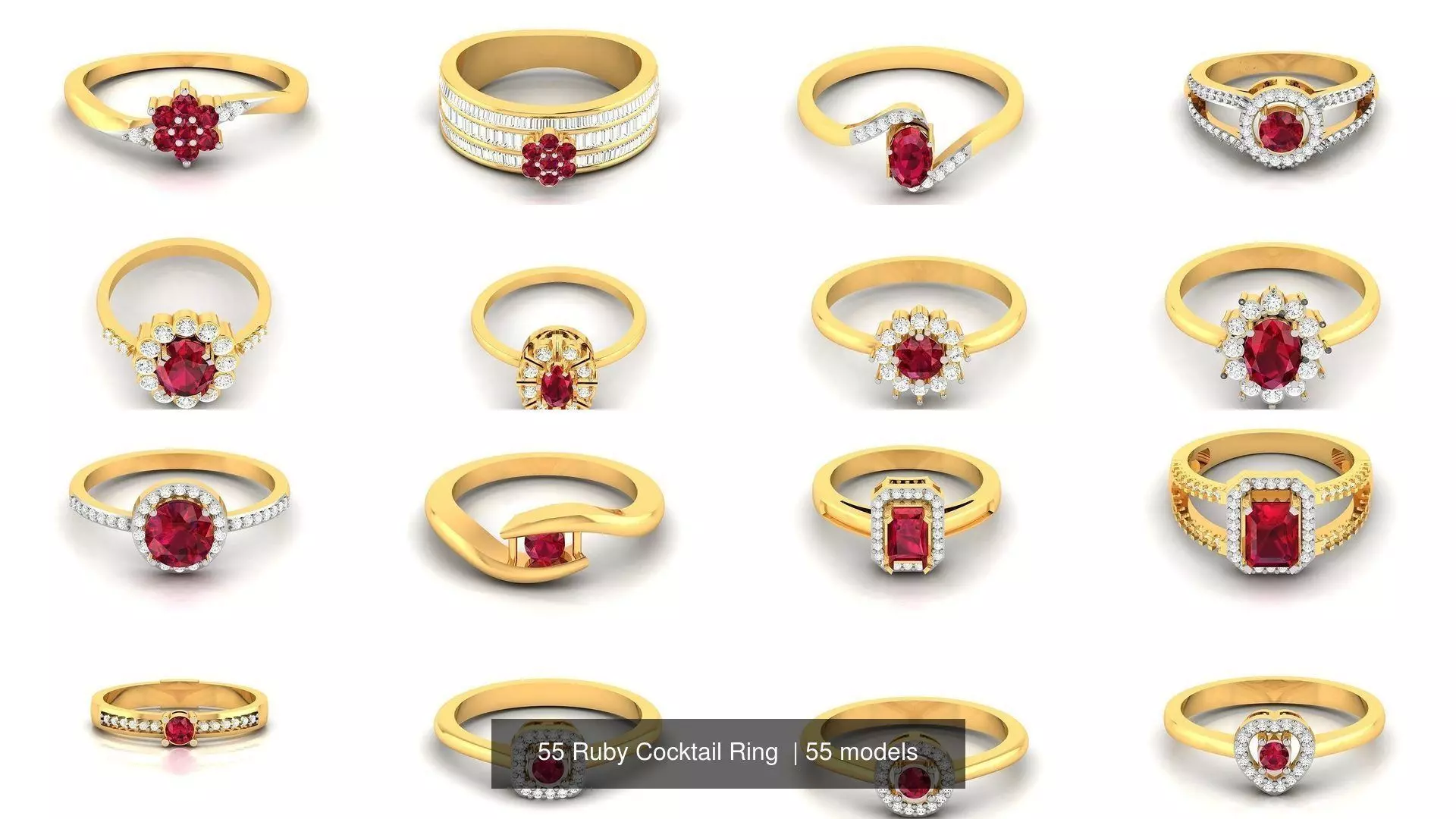 55 Ruby Cocktail Ring  3D Model Collection_0