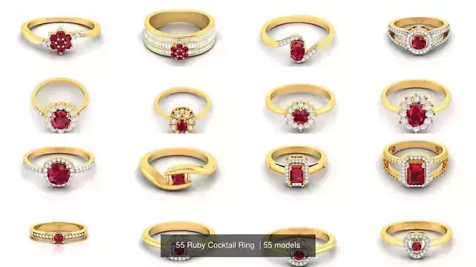 55 Ruby Cocktail Ring  3D Model Collection