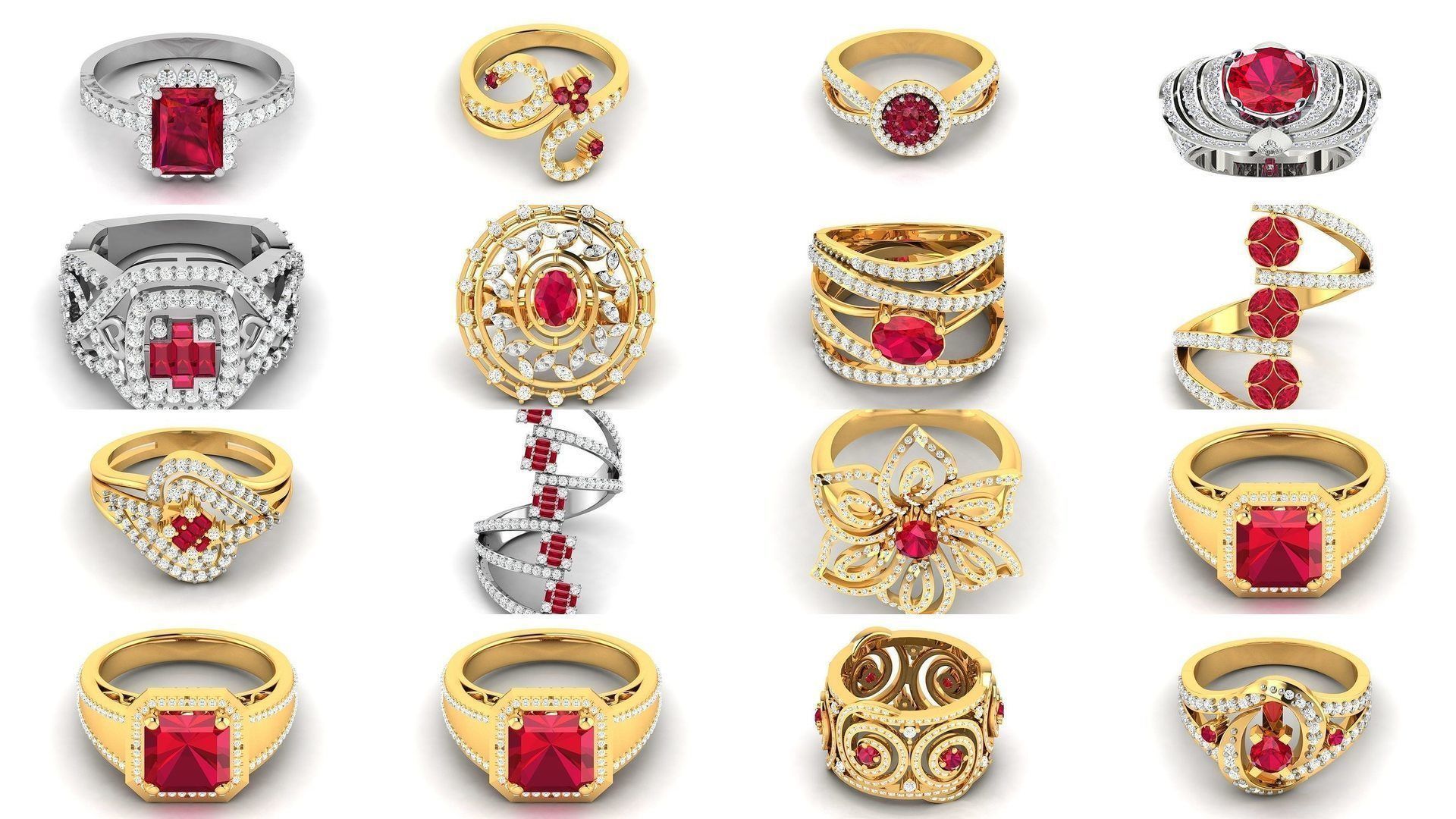 55 Ruby Cocktail Ring  3D Model Collection_3