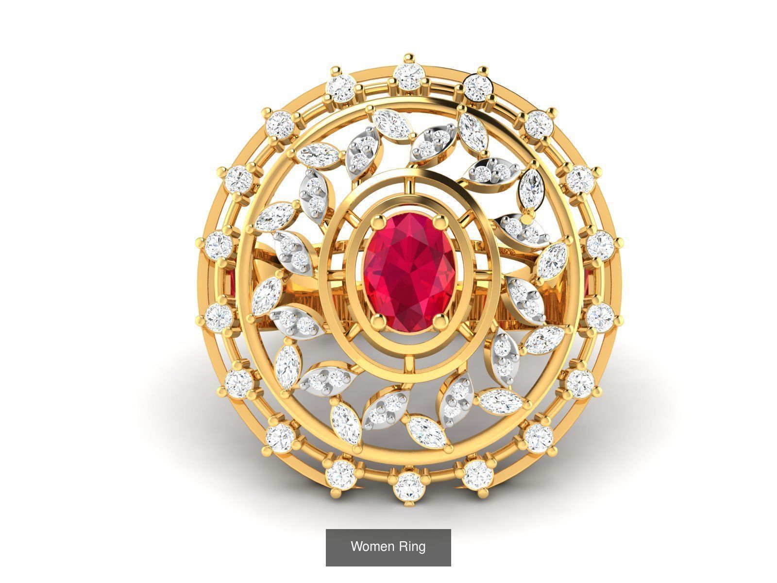 55 Ruby Cocktail Ring  3D Model Collection_43