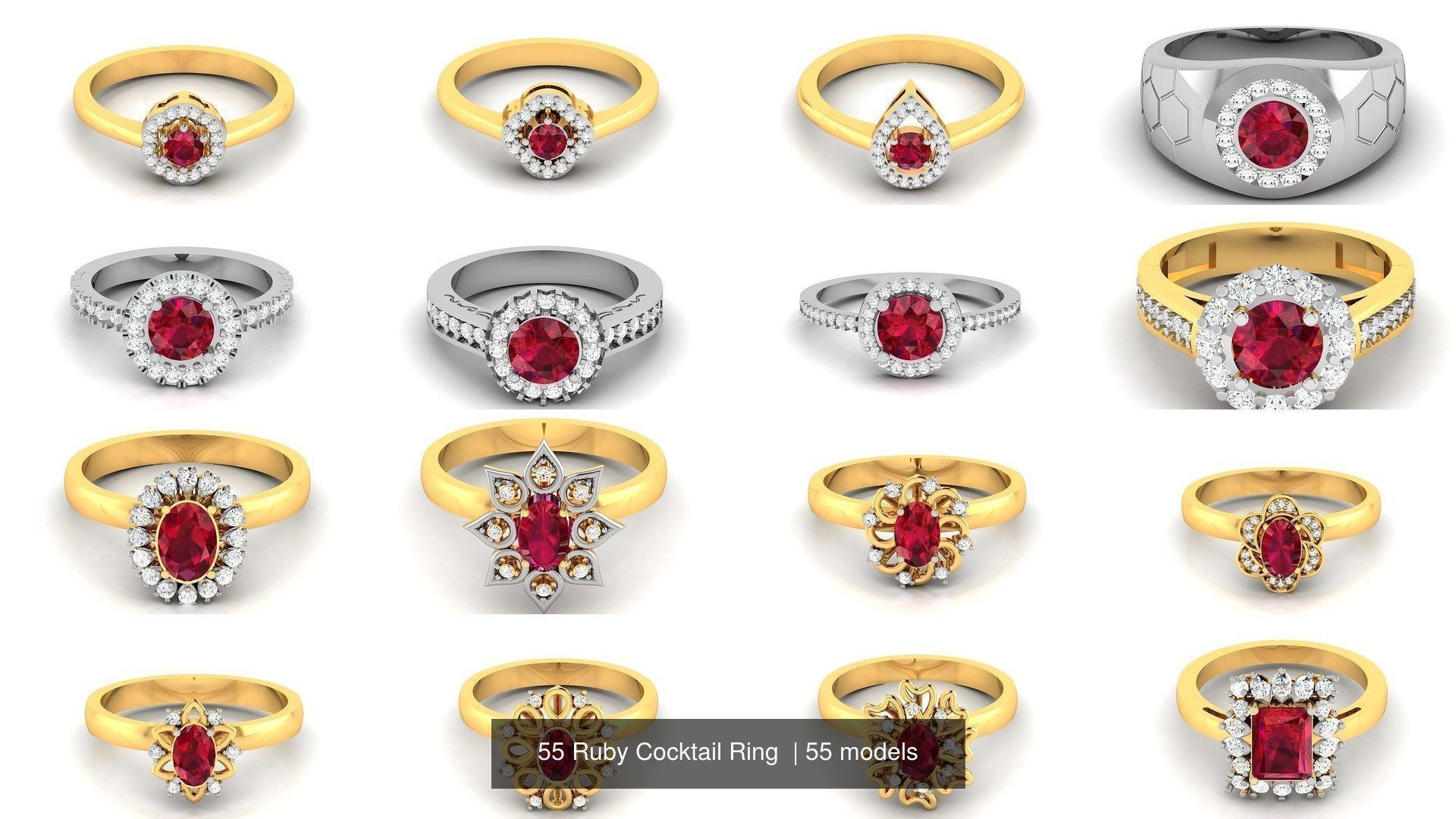 55 Ruby Cocktail Ring  3D Model Collection_2