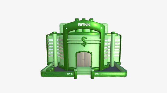 SciFi Bank A06 Green - Sci Fi Exterior Design Low-poly 3D model 2