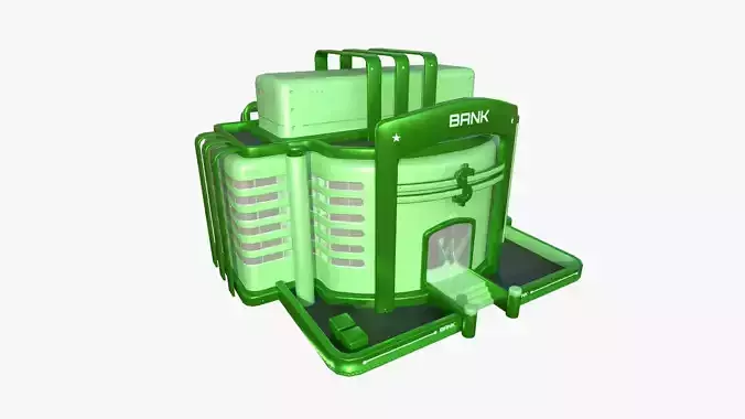 SciFi Bank A06 Green - Sci Fi Exterior Design Low-poly 3D model