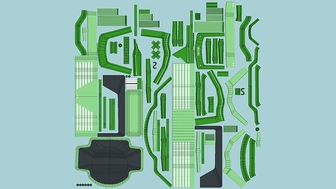 SciFi Bank A06 Green - Sci Fi Exterior Design Low-poly 3D model 6
