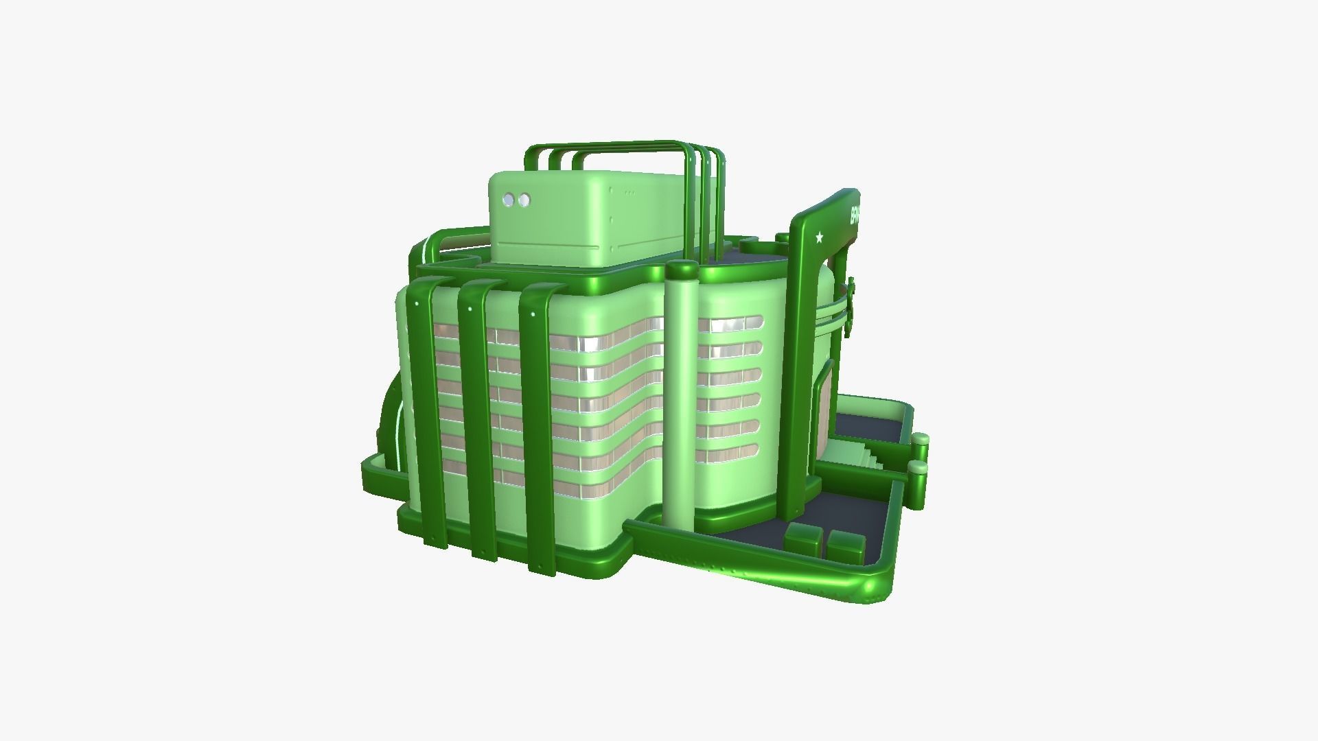 SciFi Bank A06 Green - Sci Fi Exterior Design Low-poly 3D model_3