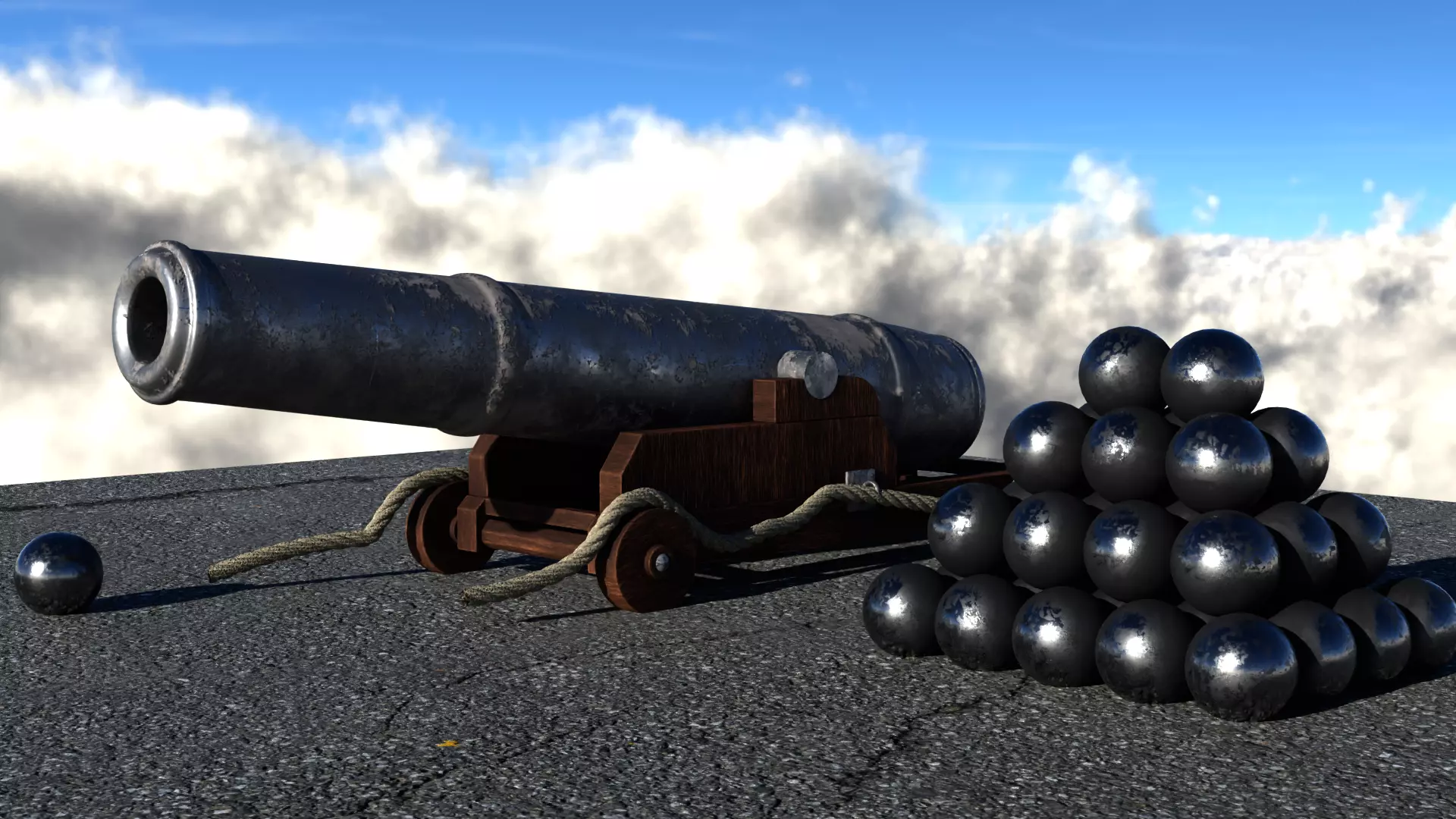 fire cannon  Low-poly 3D model_0