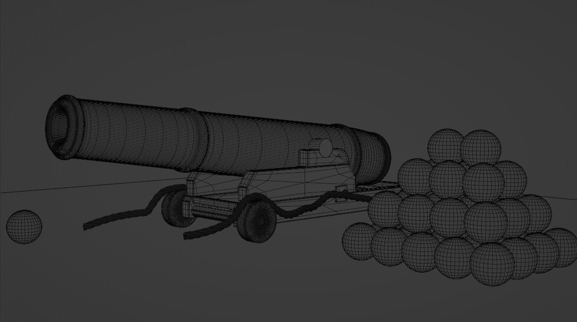 fire cannon  Low-poly 3D model_4