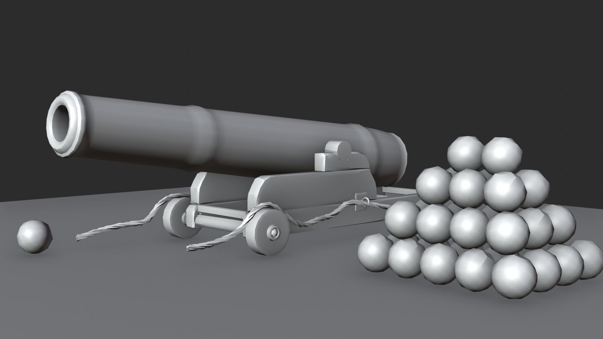 fire cannon  Low-poly 3D model_3
