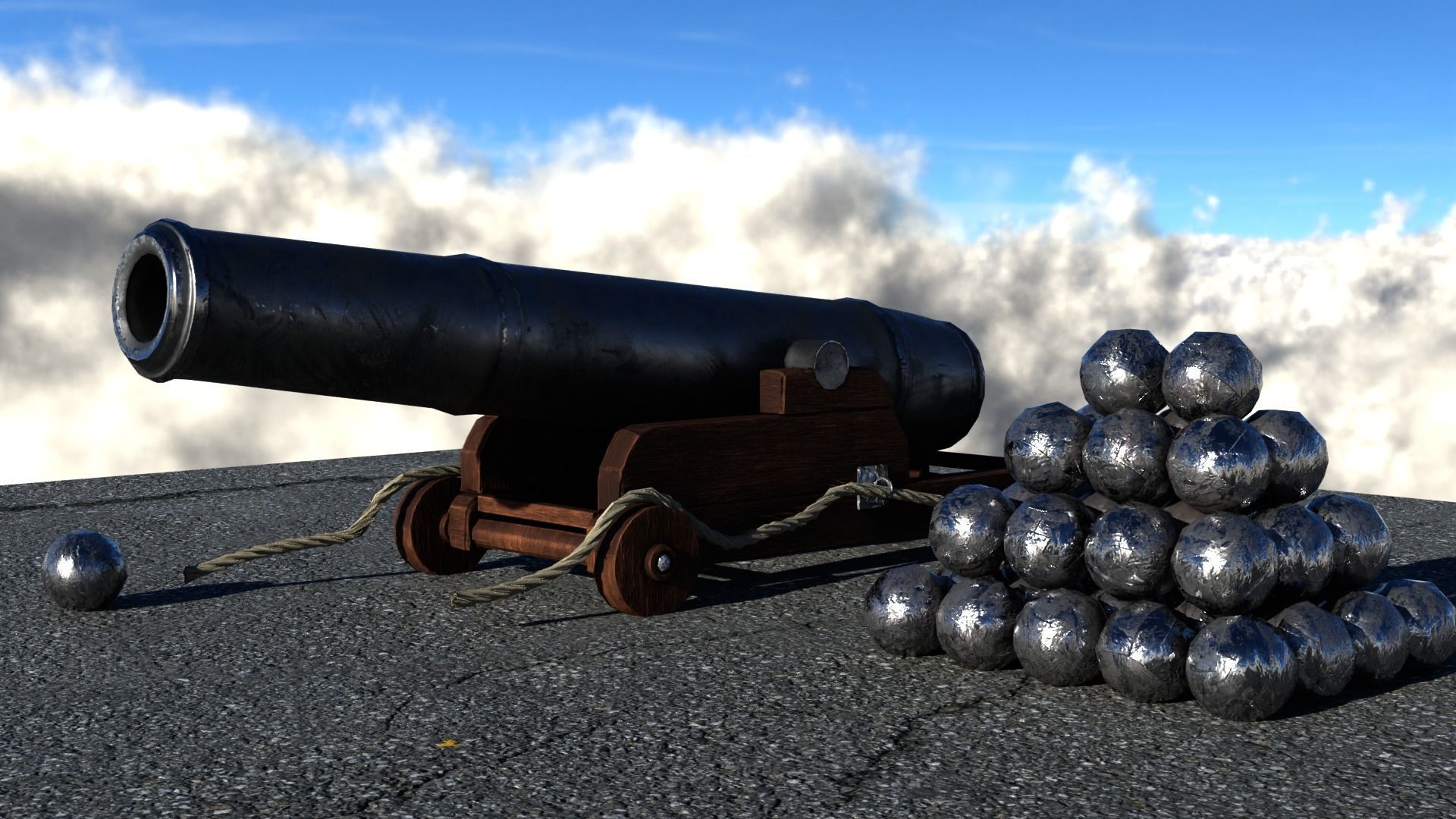 fire cannon  Low-poly 3D model_1