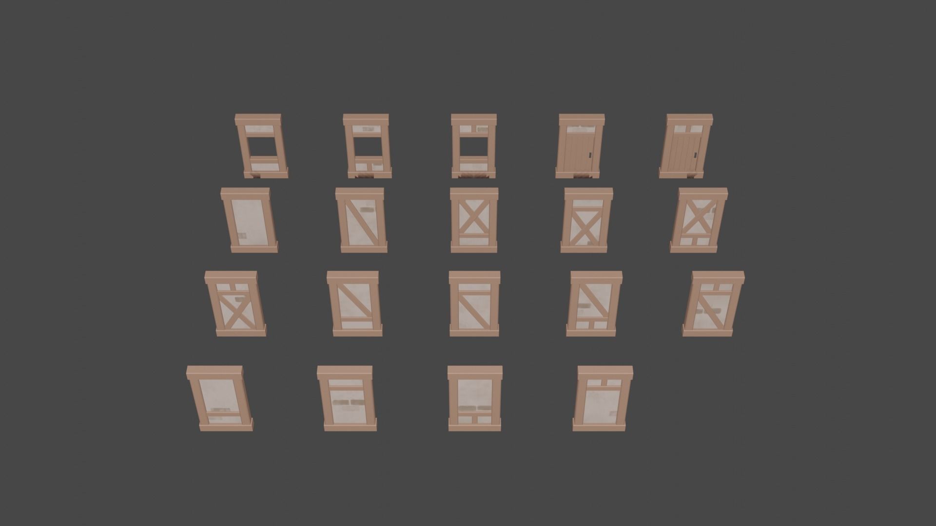 Medieval house set    Low-poly Low-poly 3D model_8