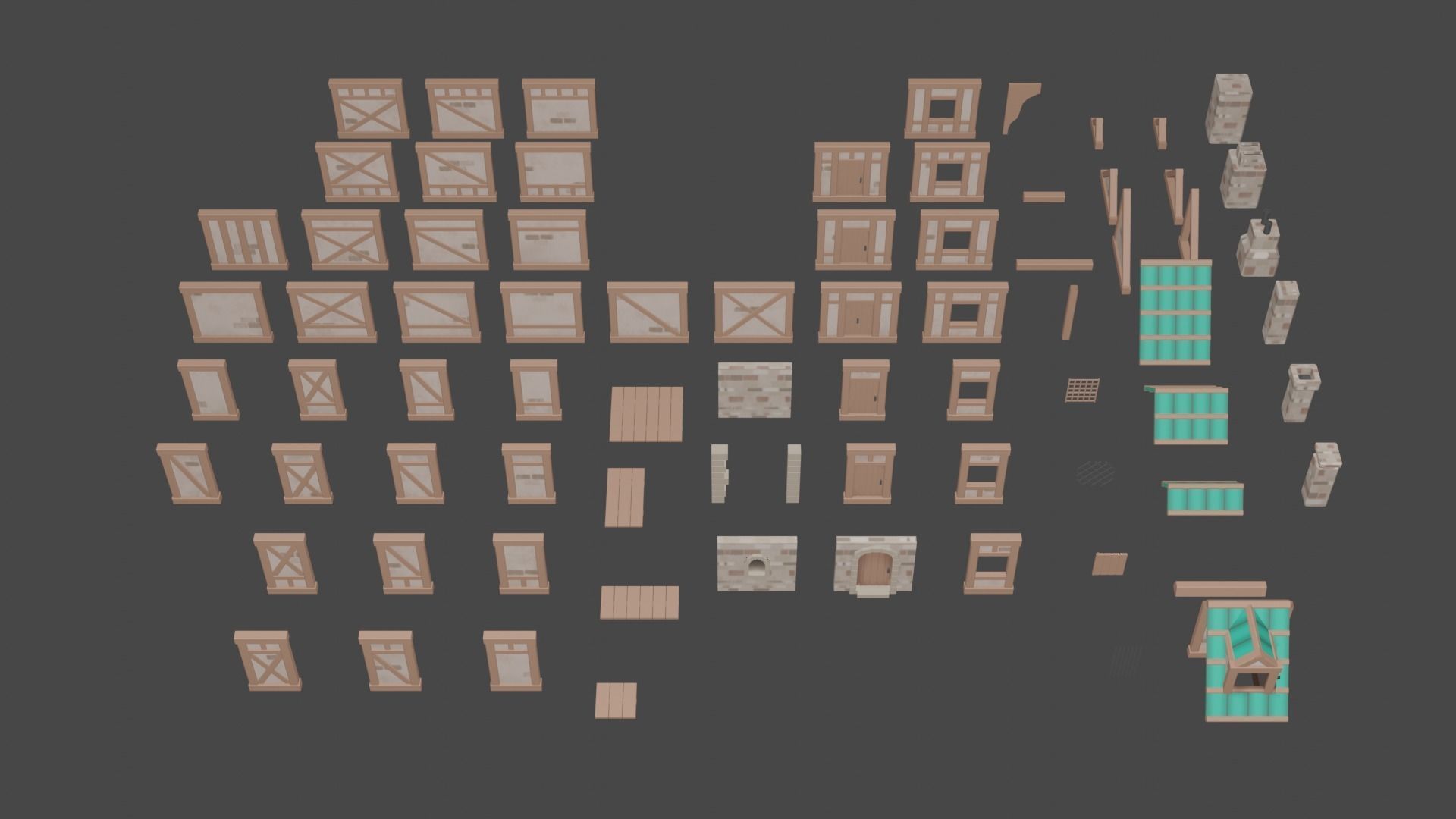 Medieval house set    Low-poly Low-poly 3D model_4