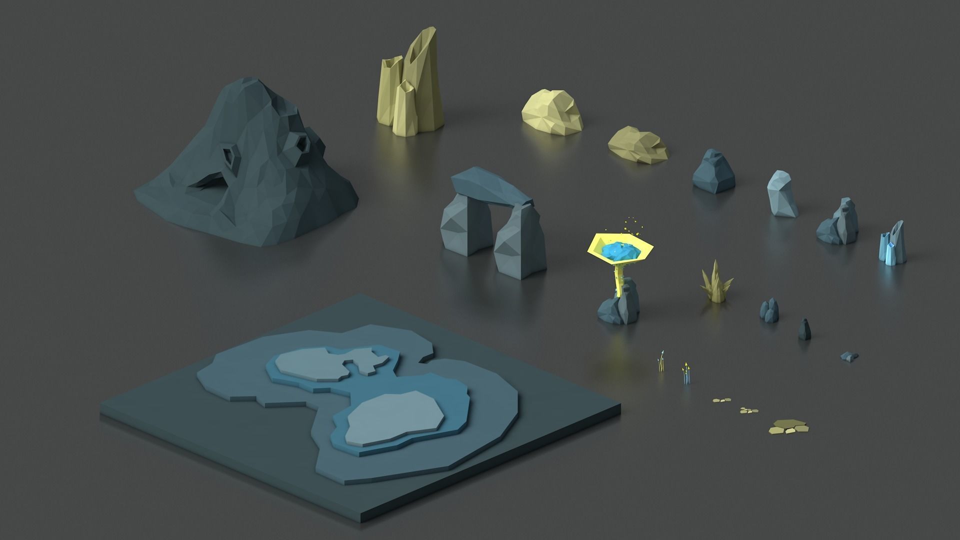 Low Poly Space Alien Worlds 3D Asset Pack Low-poly 3D model_8