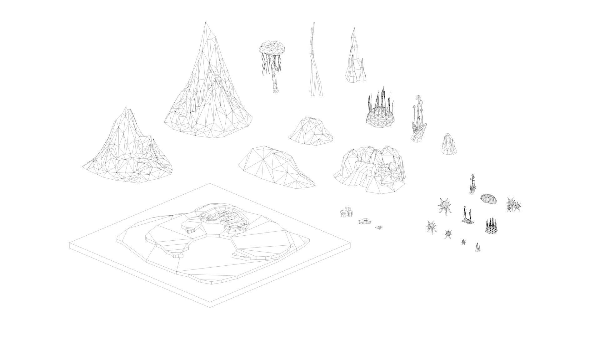 Low Poly Space Alien Worlds 3D Asset Pack Low-poly 3D model_29