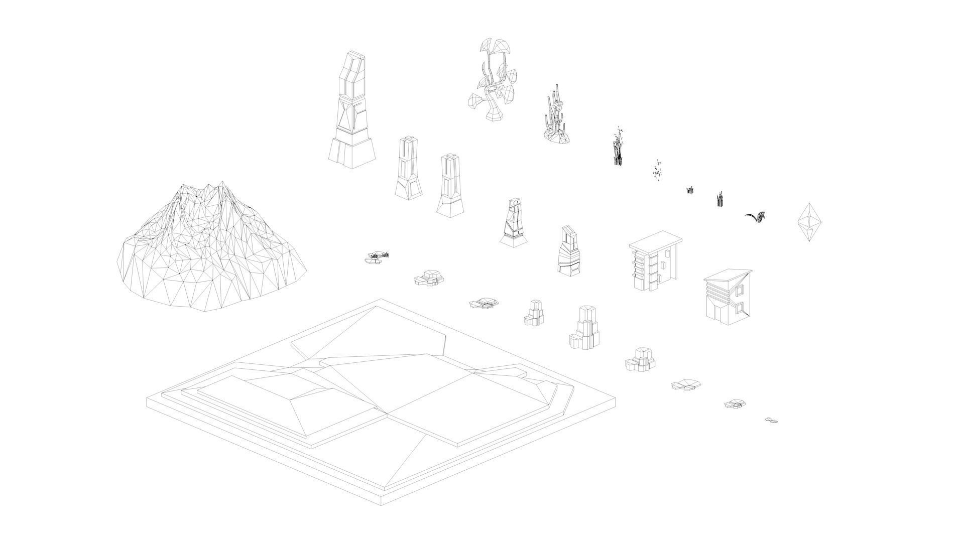 Low Poly Space Alien Worlds 3D Asset Pack Low-poly 3D model_24