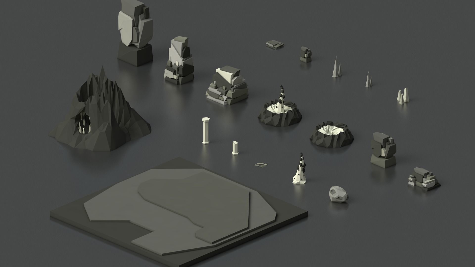 Low Poly Space Alien Worlds 3D Asset Pack Low-poly 3D model_10
