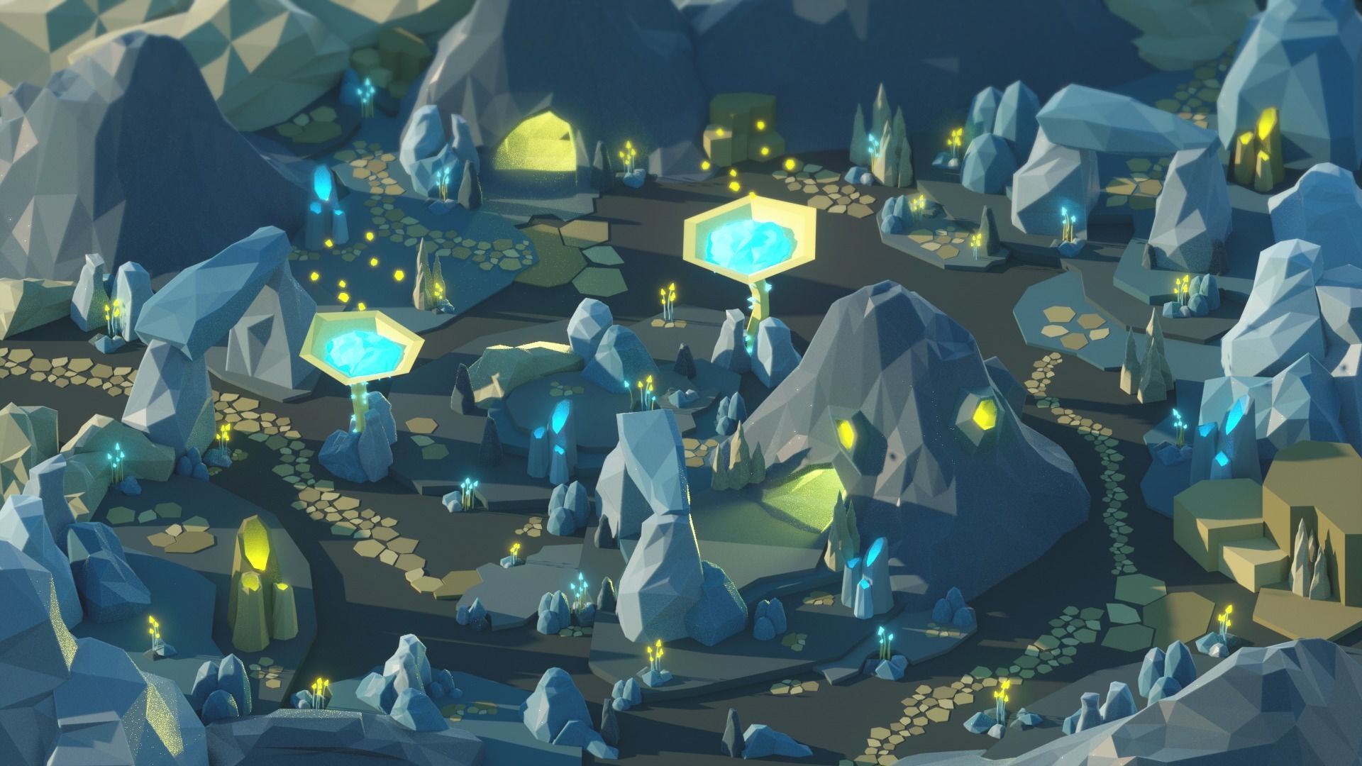 Low Poly Space Alien Worlds 3D Asset Pack Low-poly 3D model_18