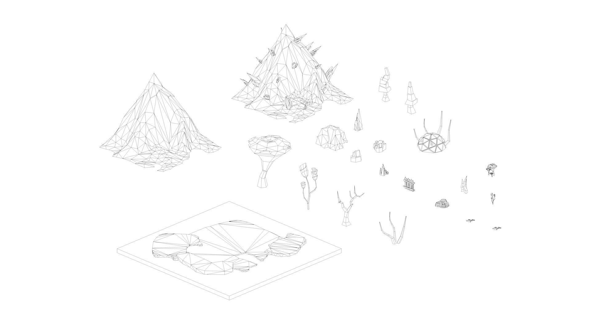 Low Poly Space Alien Worlds 3D Asset Pack Low-poly 3D model_31