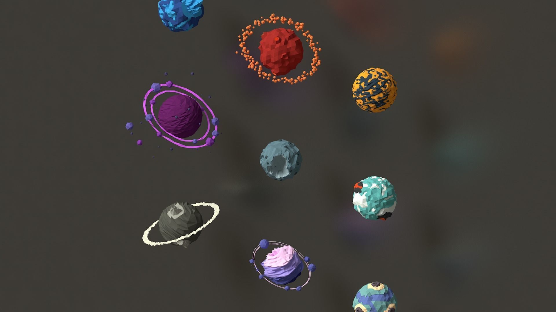 Low Poly Space Alien Worlds 3D Asset Pack Low-poly 3D model_13