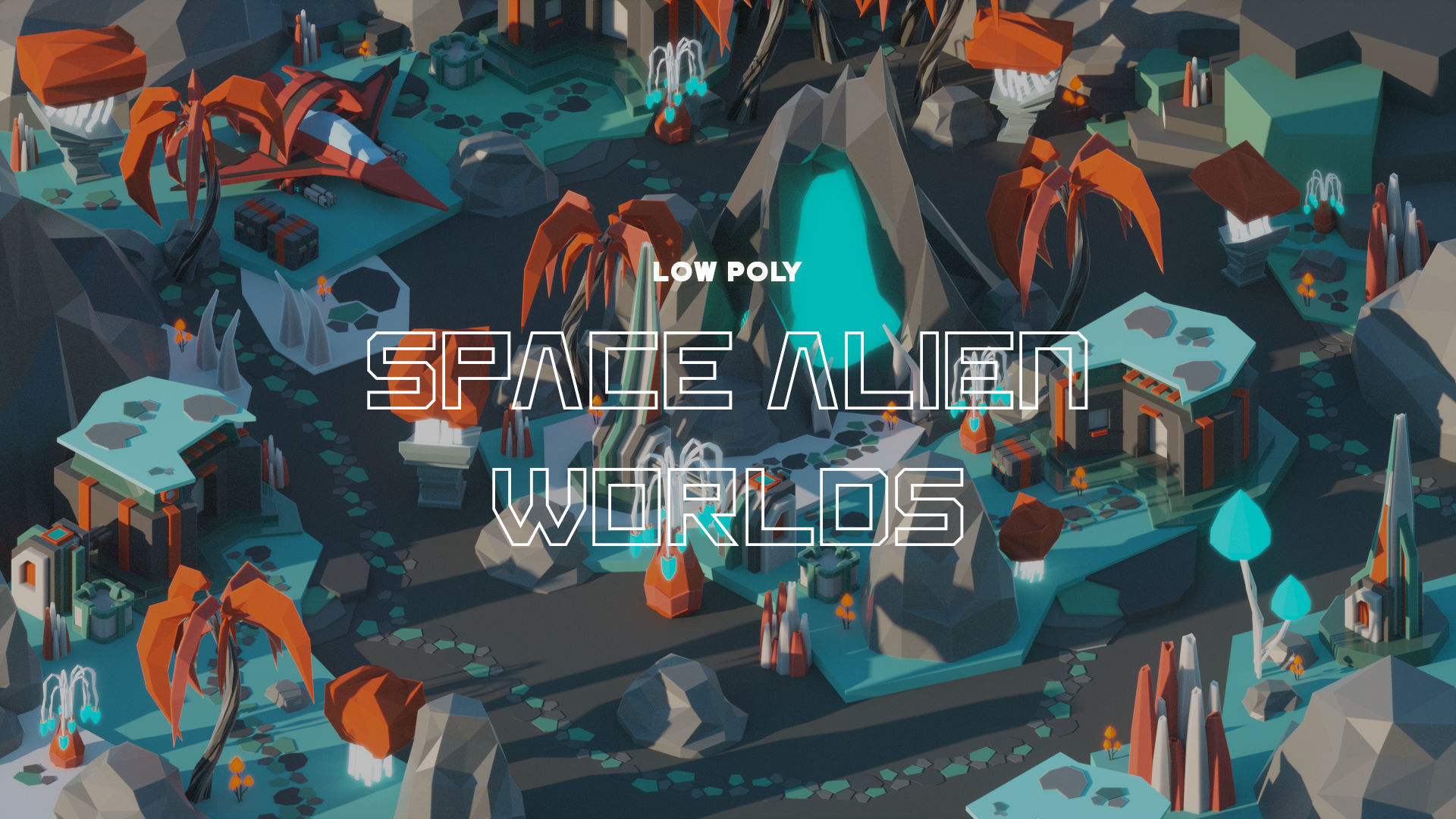 Low Poly Space Alien Worlds 3D Asset Pack Low-poly 3D model_2