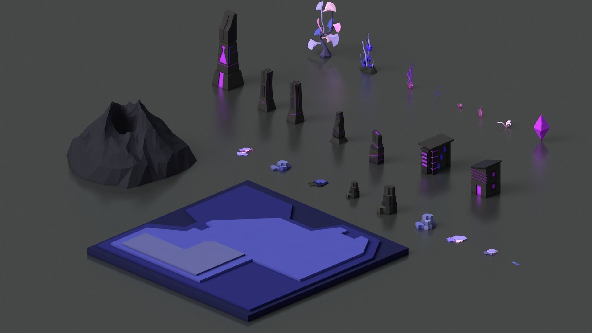 Low Poly Space Alien Worlds 3D Asset Pack Low-poly 3D model_11