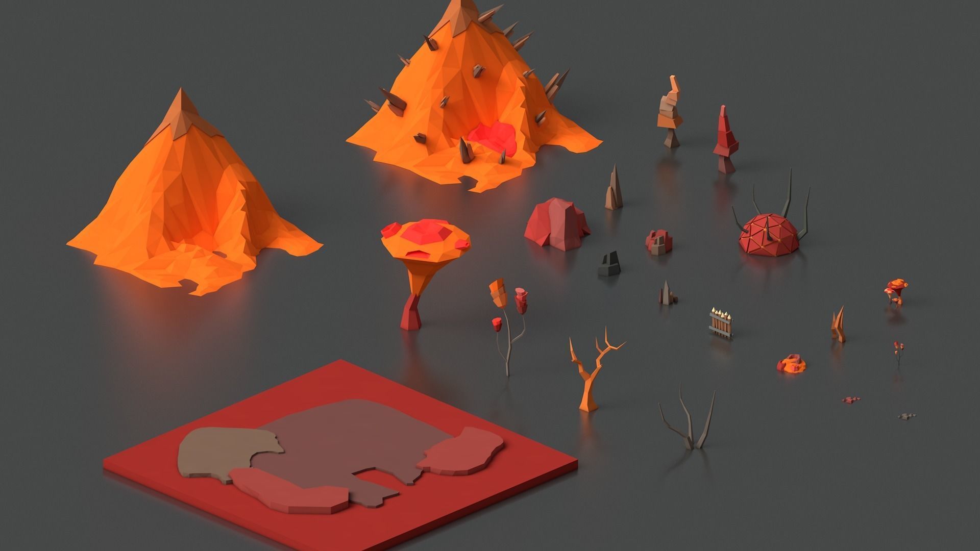 Low Poly Space Alien Worlds 3D Asset Pack Low-poly 3D model_5