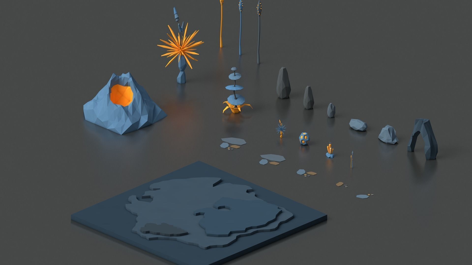Low Poly Space Alien Worlds 3D Asset Pack Low-poly 3D model_6