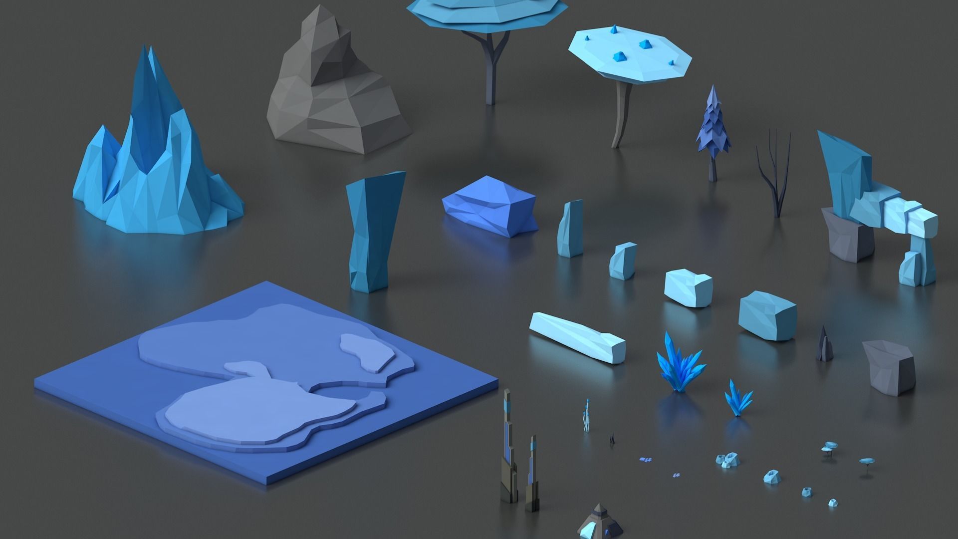Low Poly Space Alien Worlds 3D Asset Pack Low-poly 3D model_4