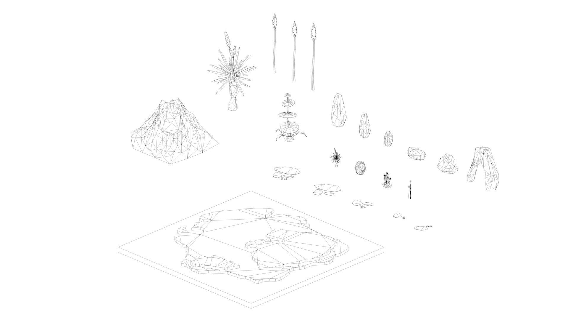 Low Poly Space Alien Worlds 3D Asset Pack Low-poly 3D model_30