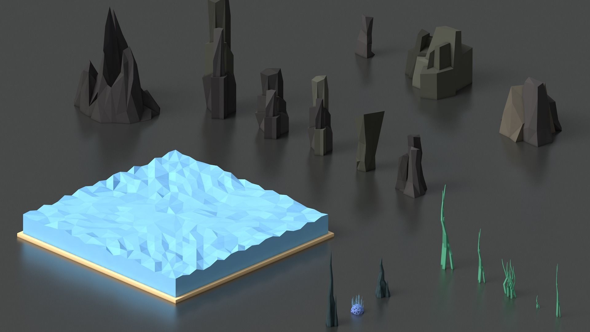 Low Poly Space Alien Worlds 3D Asset Pack Low-poly 3D model_12