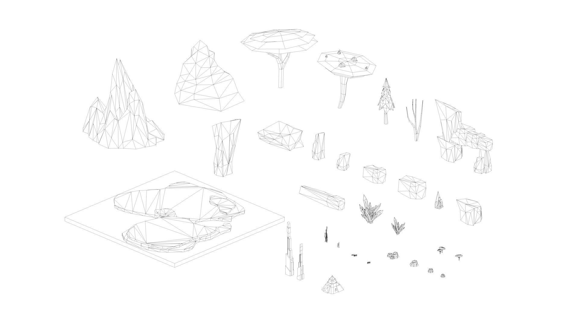 Low Poly Space Alien Worlds 3D Asset Pack Low-poly 3D model_23