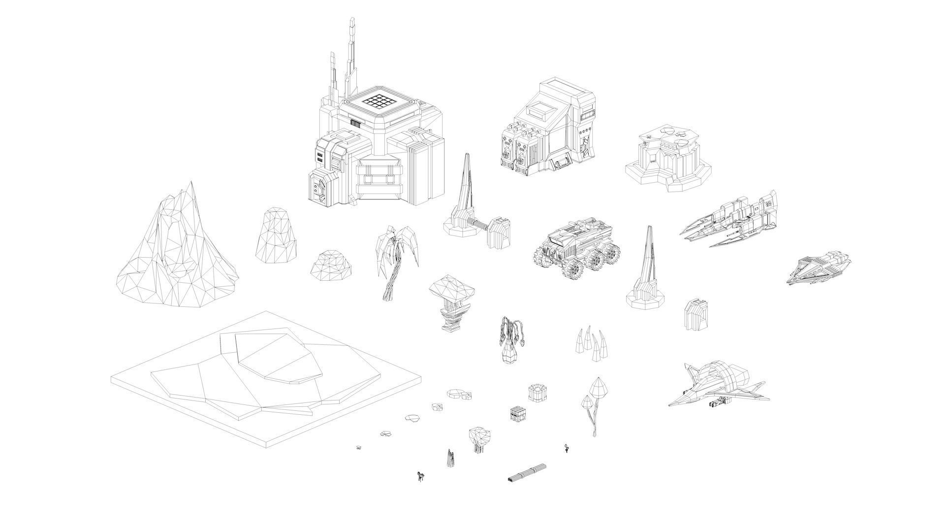 Low Poly Space Alien Worlds 3D Asset Pack Low-poly 3D model_25