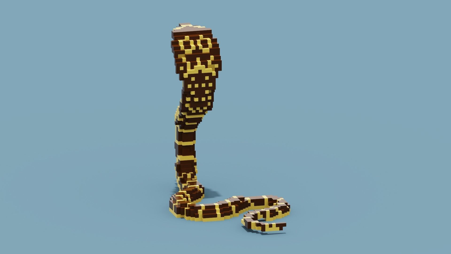 Voxel Cobra Low-poly 3D model_4