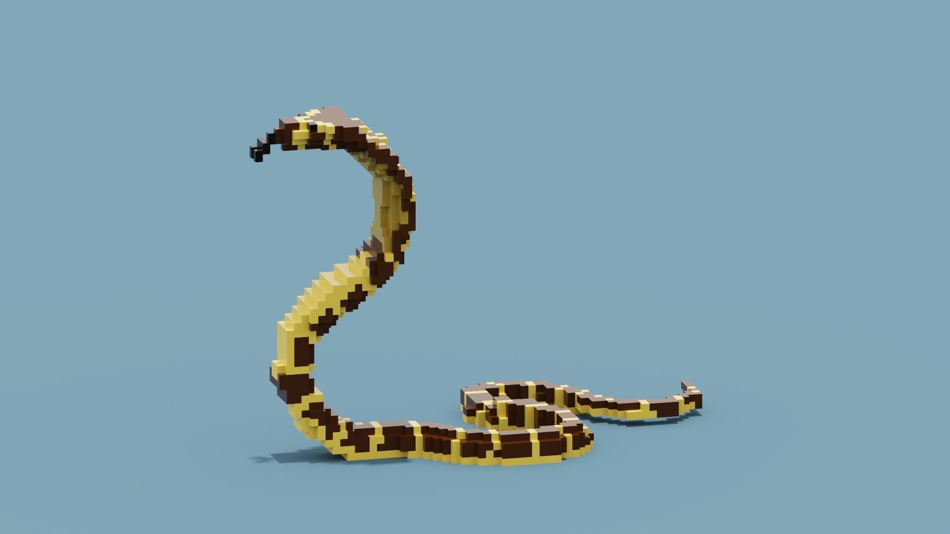 Voxel Cobra Low-poly 3D model_1