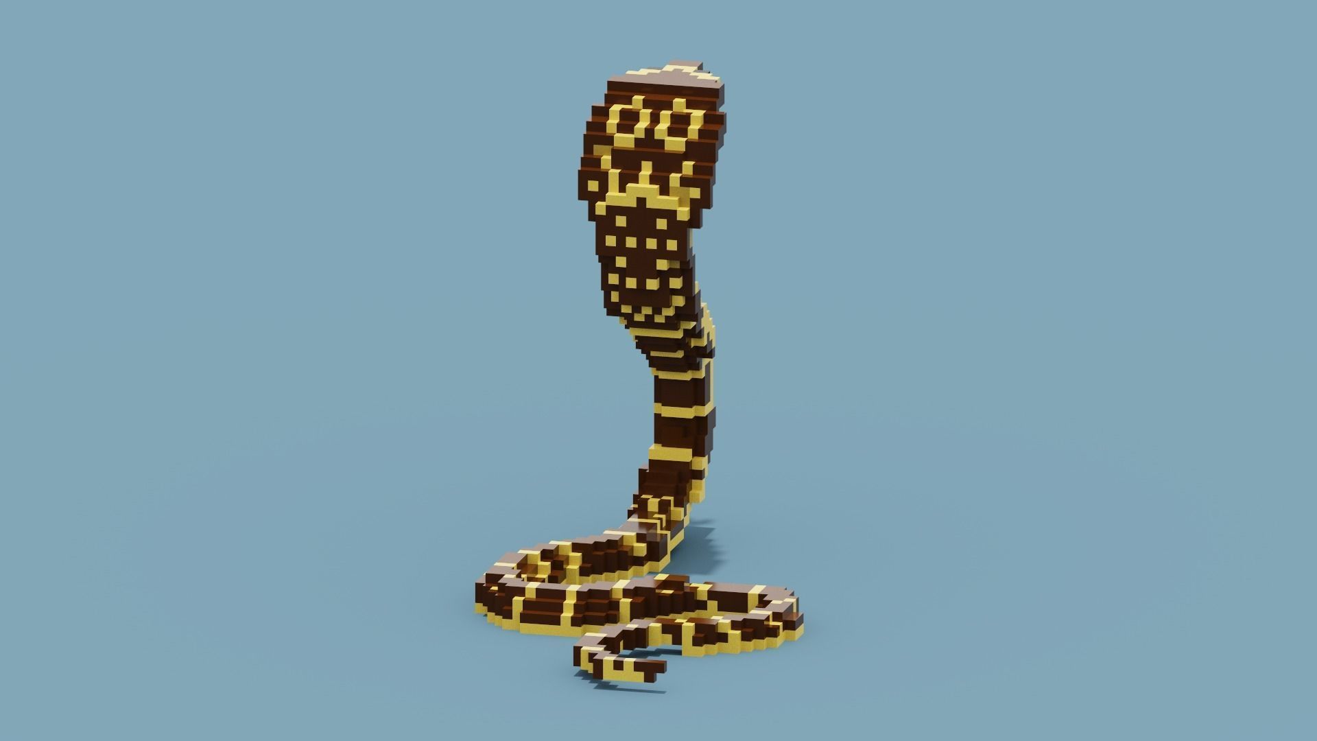 Voxel Cobra Low-poly 3D model_5